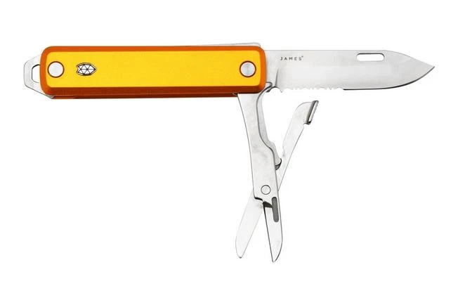 The James Brand The Ellis Scissors, Canary, Aluminum Serrated, Pocket Knife