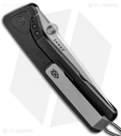 James Brand The Barnes Frame Lock Knife Checkered Black Titanium (3.5" Two-Tone) -The James Brand James Brand The Barnes FL Black Ti Satin BHQ 121585 jr side