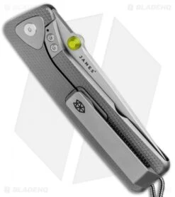 James Brand The Barnes Frame Lock Knife Checkered Titanium (3.5" Two-Tone) -The James Brand James Brand The Barnes FL Ti Satin BHQ 121587 jr side