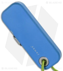 The James Brand The Palmer Utility Knife Cerulean Aluminum (0.56" Satin) 6 The James Brand The Palmer Utility Knife Cerulean Aluminum (0.56" Satin) -The James Brand The James Brand The Palmer Utility Knife Aluminum Cerulean Yellow BHQ 176540 jr side
